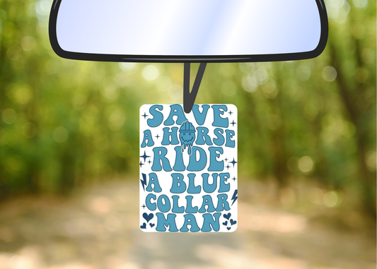 Blue collar man felt freshie