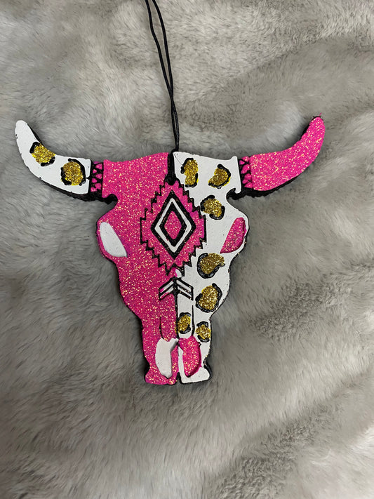 Cow skull PINK leopard print