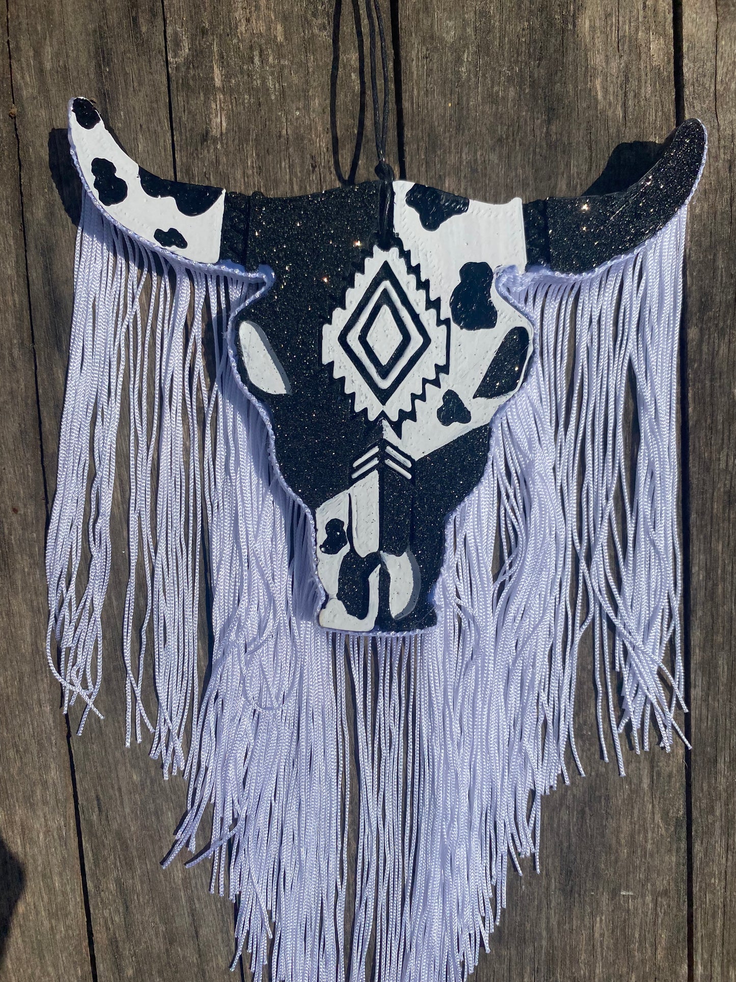 Cow print skull freshie